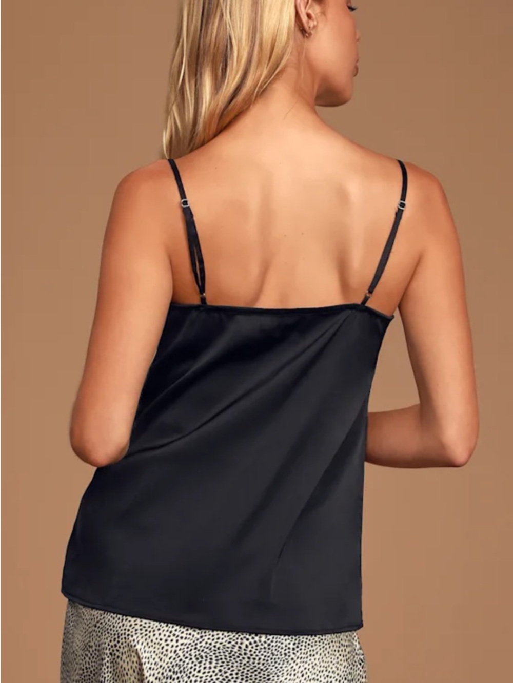 Lulus Never Change Black Satin Cami Top - Size S - Picture 5 of 7
